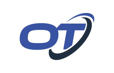 Ot Logo Swoosh elips mavi mektup vektör kavramı