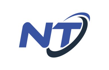 NT Logo Swoosh elips mavi mektup vektör kavramı