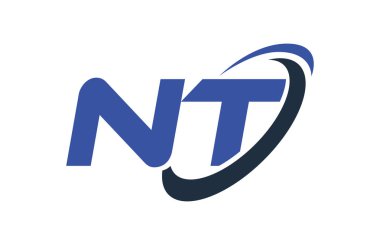 NT Logo Swoosh Ellipse Blue Letter Vector Concept clipart