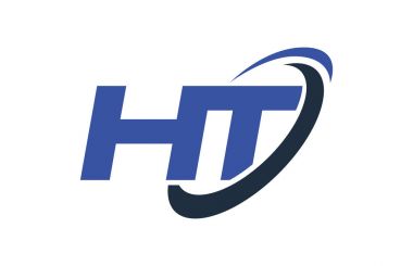 HT Logo Swoosh elips mavi mektup vektör kavramı