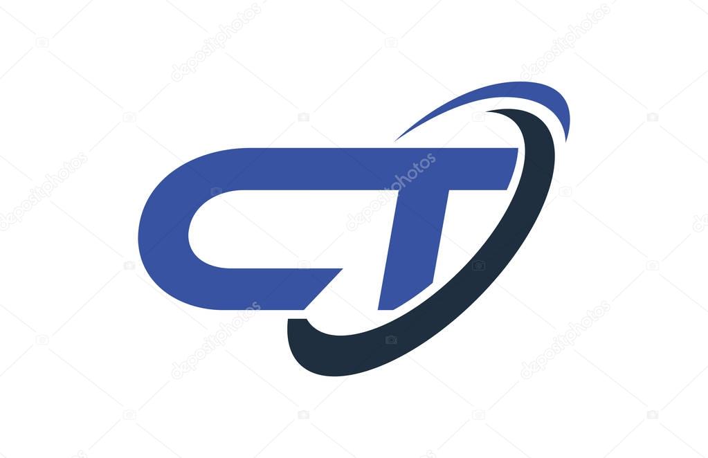 CT Logo Swoosh Ellipse Blue Letter Vector Concept