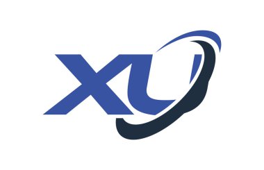 Xu Logo Swoosh elips mavi mektup vektör kavramı
