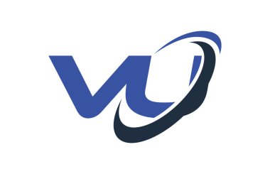Vu Logo Swoosh elips mavi mektup vektör kavramı