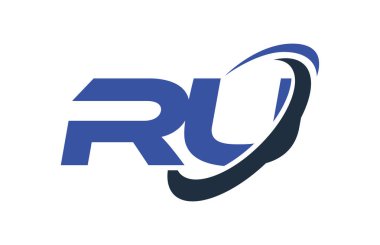 Ru Logo Swoosh elips mavi mektup vektör kavramı