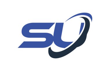 Su Logo Swoosh elips mavi mektup vektör kavramı