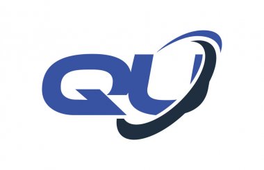 Qu Logo Swoosh elips mavi mektup vektör kavramı
