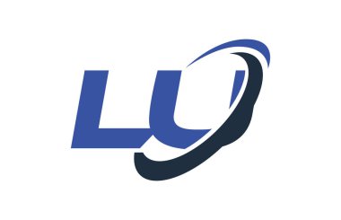 Lu Logo Swoosh elips mavi mektup vektör kavramı