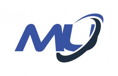 Mu Logo Swoosh elips mavi mektup vektör kavramı