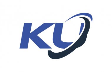 Ku Logo Swoosh elips mavi mektup vektör kavramı