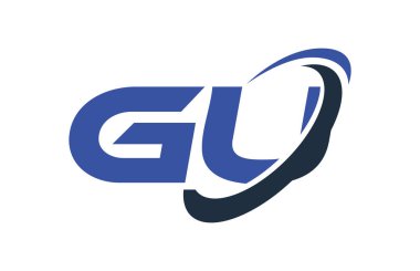 Gu Logo Swoosh elips mavi mektup vektör kavramı