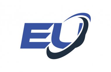 AB Logo Swoosh elips mavi mektup vektör kavramı