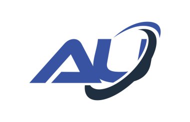 Au Logo Swoosh elips mavi mektup vektör kavramı