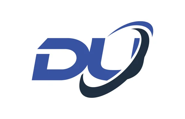 stock vector DU Logo Swoosh Ellipse Blue Letter Vector Concept