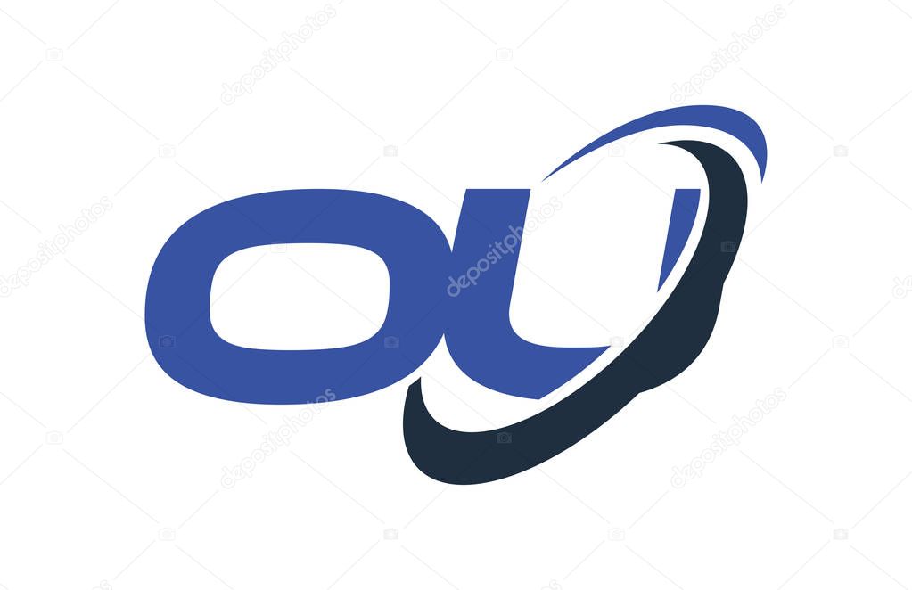 OU Logo Swoosh Ellipse Blue Letter Vector Concept