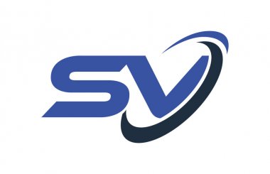 SV Logo Swoosh elips mavi mektup vektör kavramı