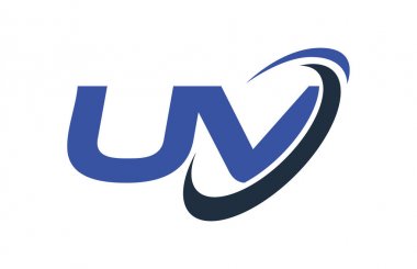 UV Logo Swoosh elips mavi mektup vektör kavramı