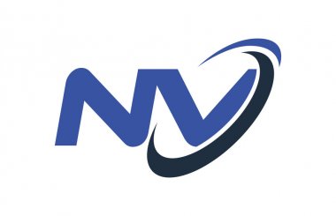 NV Logo Swoosh elips mavi mektup vektör kavramı
