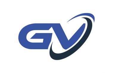 GV Logo Swoosh elips mavi mektup vektör kavramı