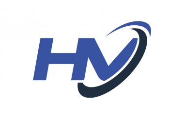 HV Logo Swoosh elips mavi mektup vektör kavramı