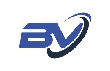 BV Logo Swoosh elips mavi mektup vektör kavramı