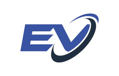 Ev Logo Swoosh elips mavi mektup vektör kavramı