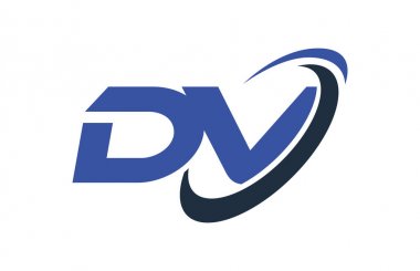 DV Logo Swoosh elips mavi mektup vektör kavramı