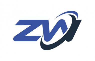 ZW Logo Swoosh elips mavi mektup vektör kavramı
