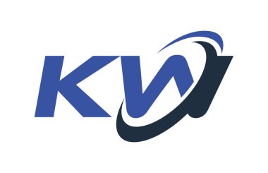 KW Logo Swoosh elips mavi mektup vektör kavramı