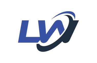 LW Logo Swoosh elips mavi mektup vektör kavramı