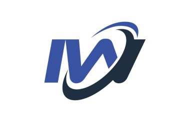 IW Logo Swoosh elips mavi mektup vektör kavramı