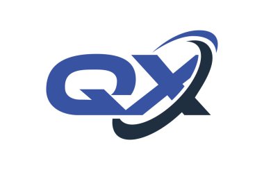 Qx Logo Swoosh elips mavi mektup vektör kavramı