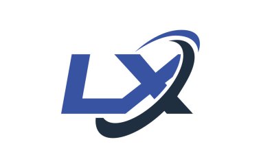 LX Logo Swoosh elips mavi mektup vektör kavramı