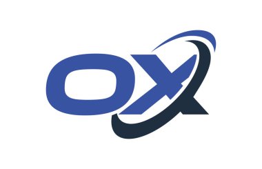 Öküz Logo Swoosh elips mavi mektup vektör kavramı