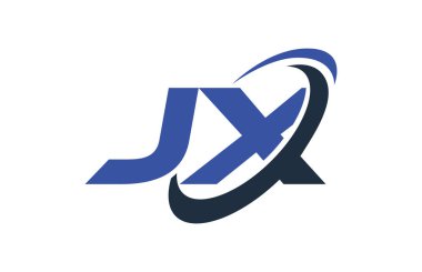 JX Logo Swoosh elips mavi mektup vektör kavramı