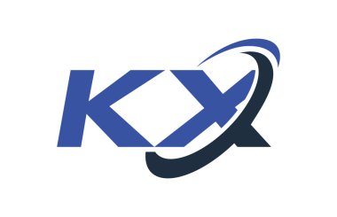 Kx Logo Swoosh elips mavi mektup vektör kavramı