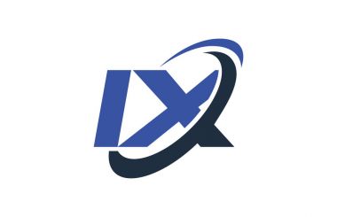 IX Logo Swoosh elips mavi mektup vektör kavramı