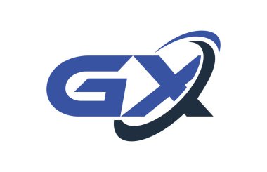 GX Logo Swoosh elips mavi mektup vektör kavramı