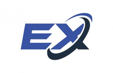 Elips mavi mektup vektör kavramı logo Swoosh