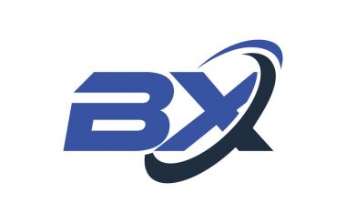 BX Logo Swoosh elips mavi mektup vektör kavramı