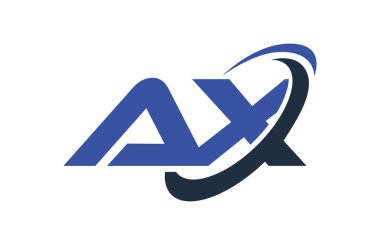 AX Logo Swoosh elips mavi mektup vektör kavramı