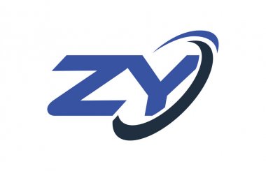 ZY Logo Swoosh elips mavi mektup vektör kavramı
