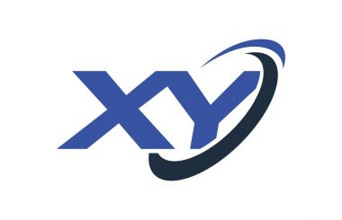 XY Logo Swoosh elips mavi mektup vektör kavramı