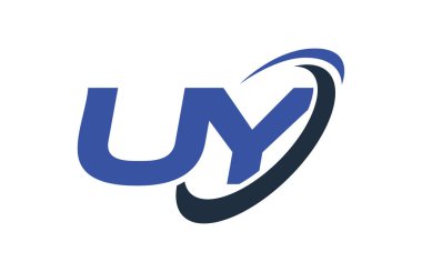 Uy Logo Swoosh elips mavi mektup vektör kavramı
