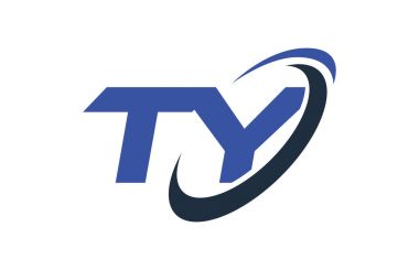 Ty Logo Swoosh elips mavi mektup vektör kavramı