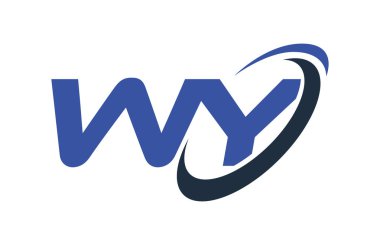 WY Logo Swoosh elips mavi mektup vektör kavramı