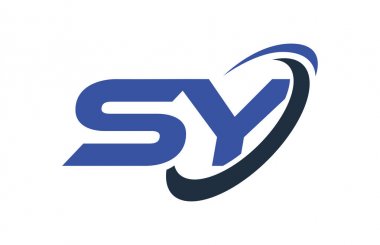 Sy Logo Swoosh elips mavi mektup vektör kavramı