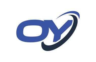 Oy Logo Swoosh elips mavi mektup vektör kavramı