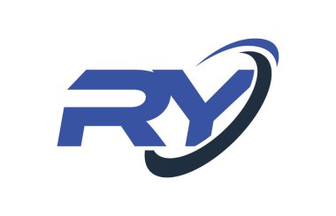 Ry Logo Swoosh elips mavi mektup vektör kavramı