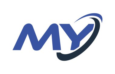 Benim Logo Swoosh elips mavi mektup vektör kavramı