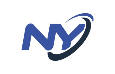 NY Logo Swoosh elips mavi mektup vektör kavramı